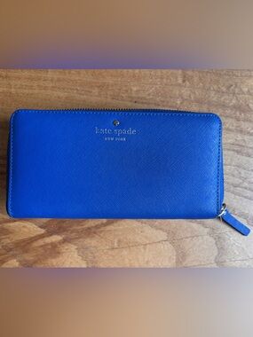 Kate Spade cobalt blue zip-around leather wallet